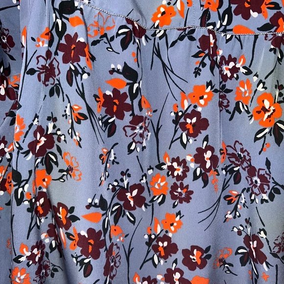 Blue grayish floral Abercrombie & Fitch long sleeve blouse medium - Picture 3 of 6